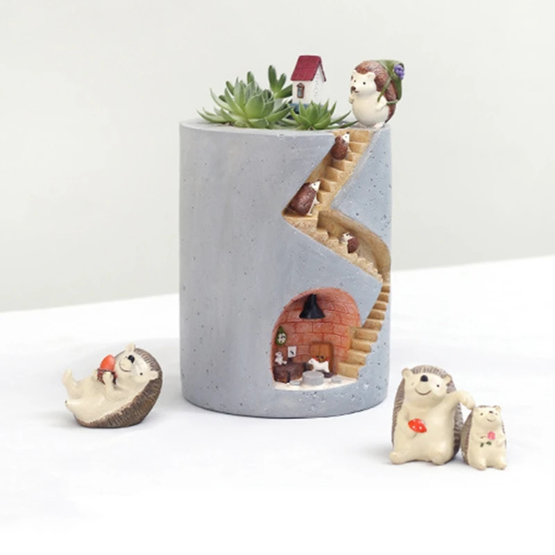 

Cartoon Animal Resin Flowerpot Succulents Planter Container Rabbit Hedgehog Decorative Pot Desktop Ornament Creative
