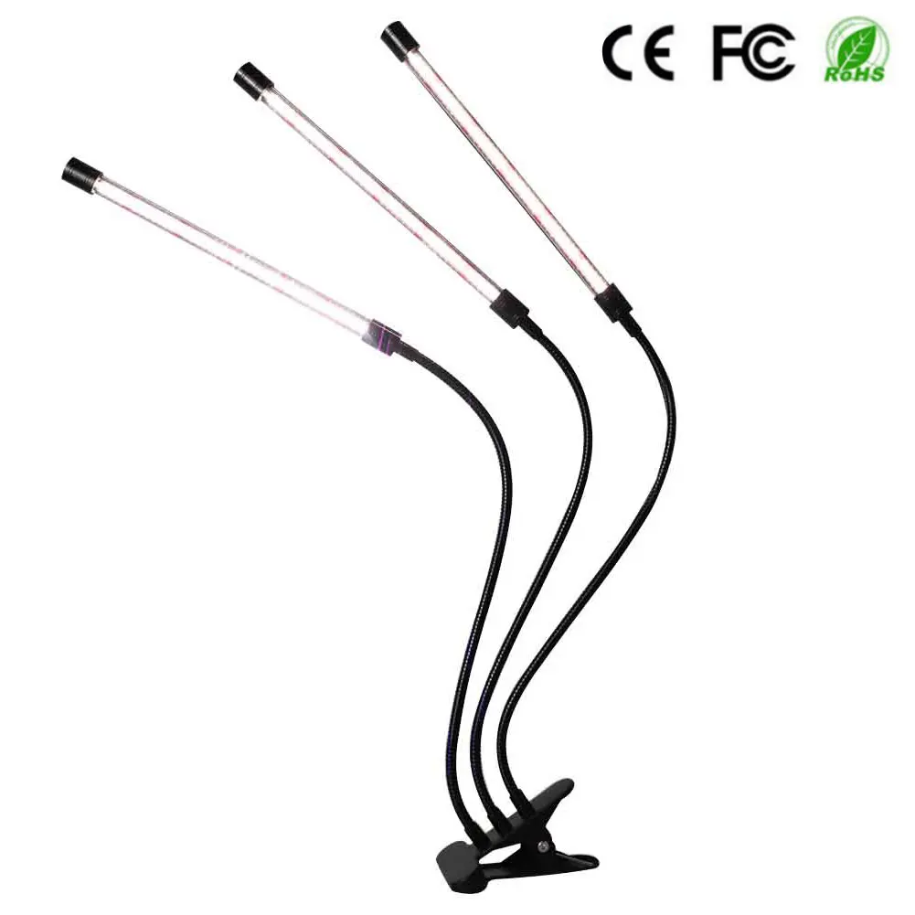 

Indoor Greenhouse USB Power Seedlings Full Spectrum LED Grow Light 3 Heads Succulents Dimmable Flexible For Plants With Timer