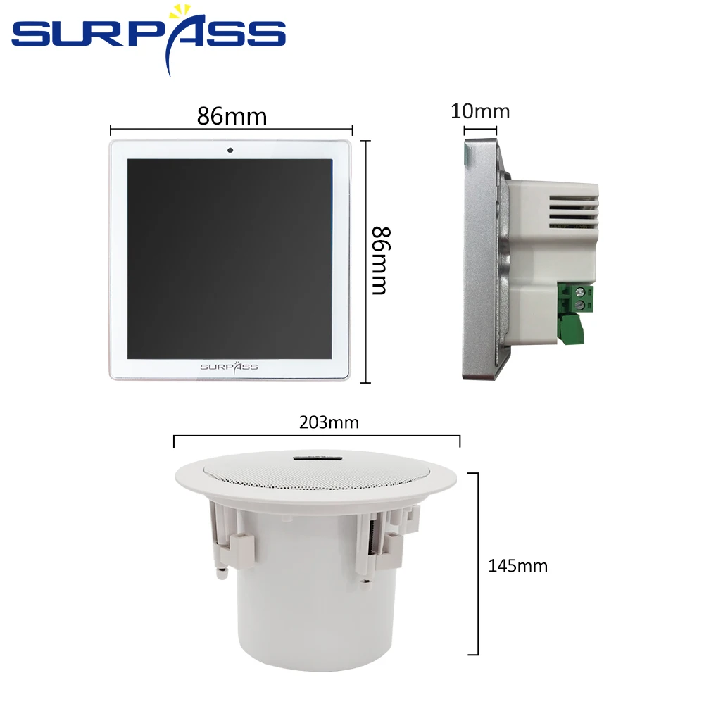 Настенный усилитель с сенсорным экраном Bluetooth Wi Fi стерео звук PA потолочная