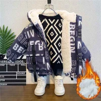 boys jackets coats outwear 2021 classic thicken warm plus velvet winter autumn fleece cotton cardigan kids childrens clothing