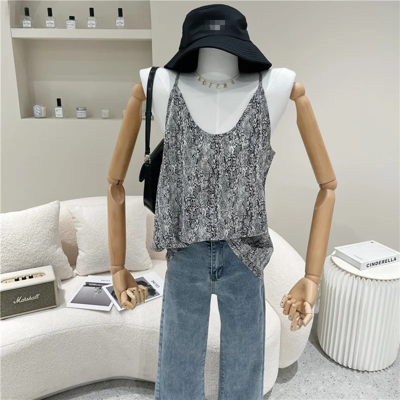 

Women's Spring Summer 2021 Fashion Retro floral sling Temperament Sexy backless Wear out vest