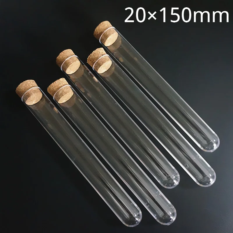 

100Pcs/Lot DIA 12mm-25mm Lab Clear Plastic Test Tubes With Corks Stoppers Wedding Favor Gift Tube Laboratory School