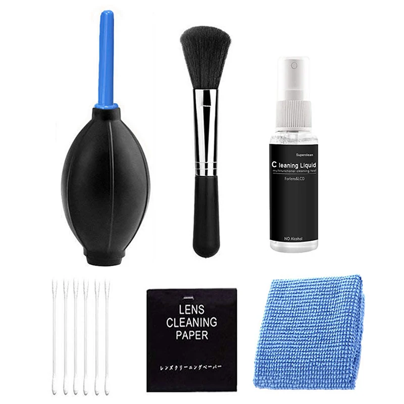 

3IN1 Camera Cleaning Kit Suit Dust Cleaner Brush Air Blower Wipes Clean Cloth Kit For Gopro For Canon For Nikon Camcorder VCR