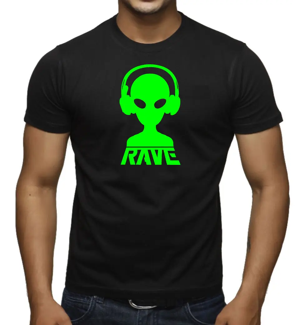 Новый для мужчин Rave Alien DJ черная футболка вечерние танцевальная музыка праздник