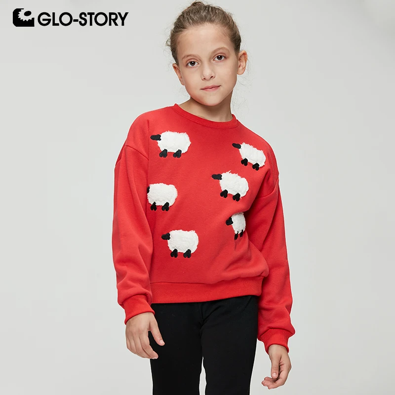 GLO STORY Повседневный свитер для девочек милый пуловер с круглым вырезом и рисунком