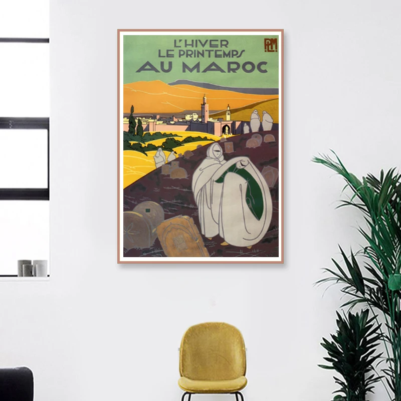 Ретро Африка путешествия плакаты Марокко Паке классический холст картины