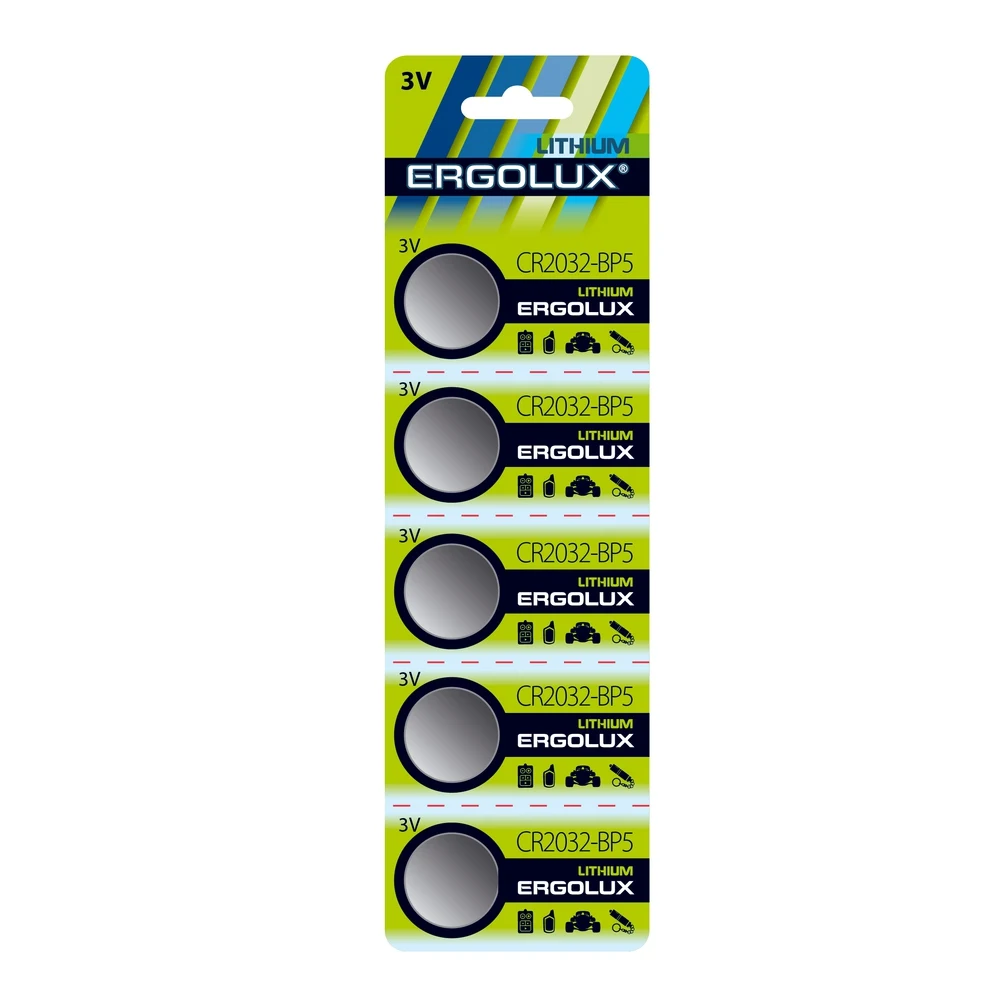 Батарейка литиевая Ergolux CR2032 BL-5 (CR2032-BP5 3V) | Электроника