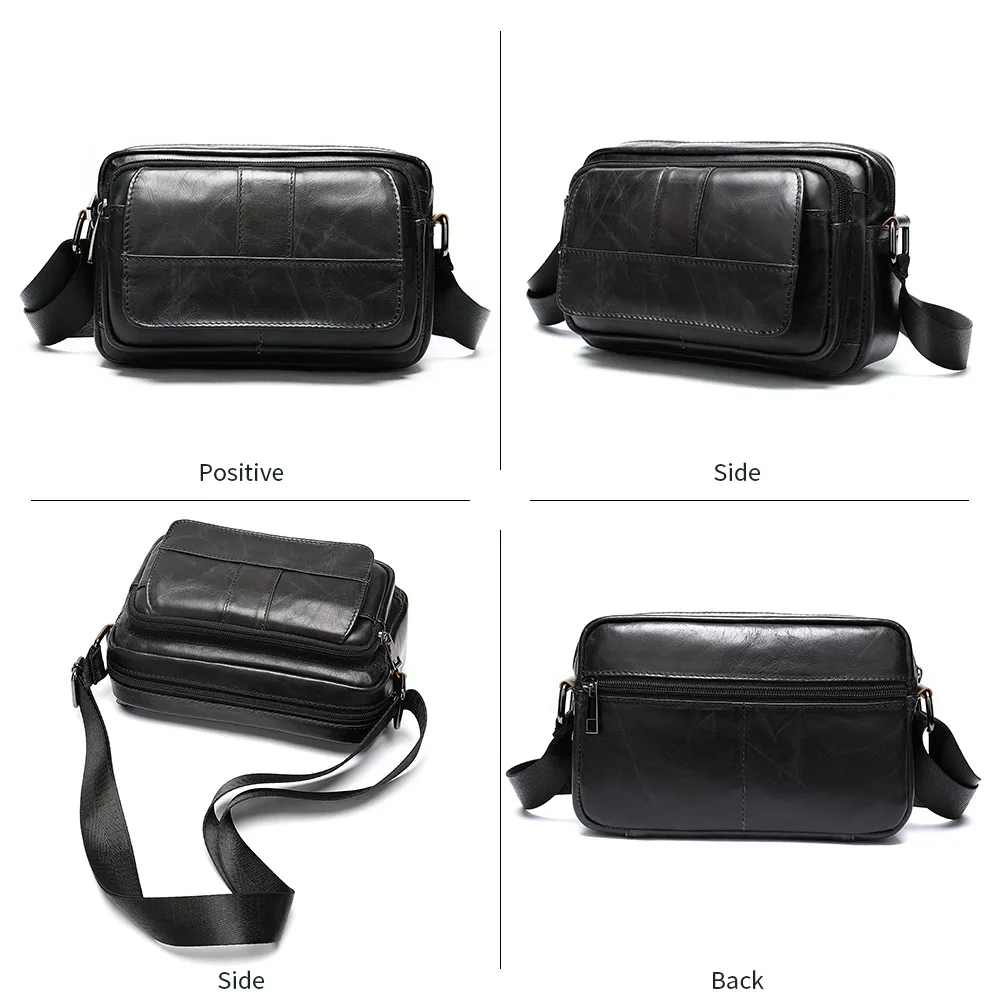 

Genuine Leather Crossbody Bags for Men 2020 Fashion Zipper Small Shoulder Messenger Bag Male Travel Business Simple Man Handbag