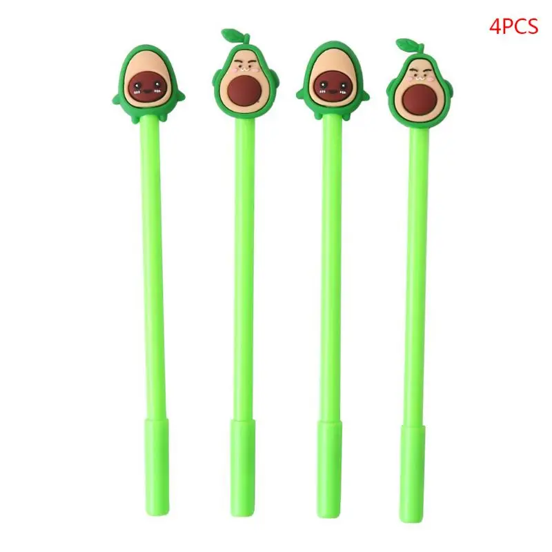 

4pcs 0.5mm Cute Face Expressions Avocado Gel Ink Pen Signature Neutral Writing K3KB