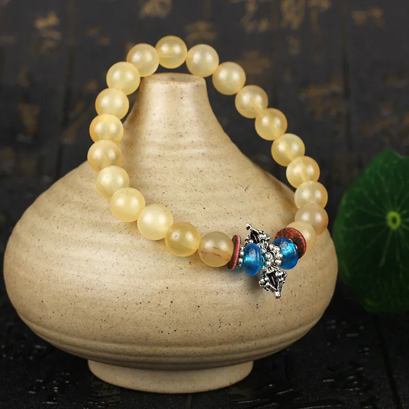 Тибетский буддизм Ваджра очарование Аутентичные козы рога бусы браслеты Ом Мани