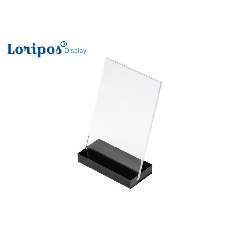 Акриловый держатель знака 90*60 мм подставка наклонная рамка черный блок