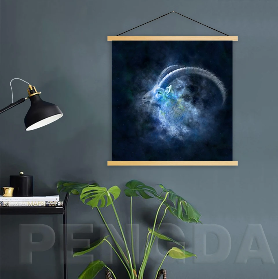 Плакат настенный с принтом на холсте животное овечка Лев прочное дерево Свиток