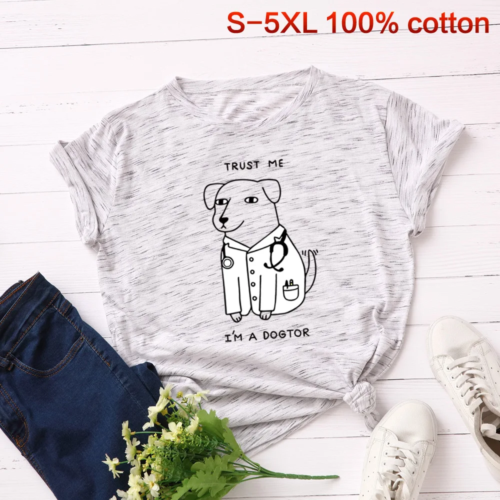 Женская футболка 100% хлопок с рисунком милой собаки футболки коротким рукавом
