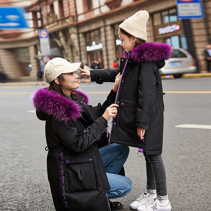 Детский Зимний пуховик для девочек Новинка 2019 года длинное пальто с меховым