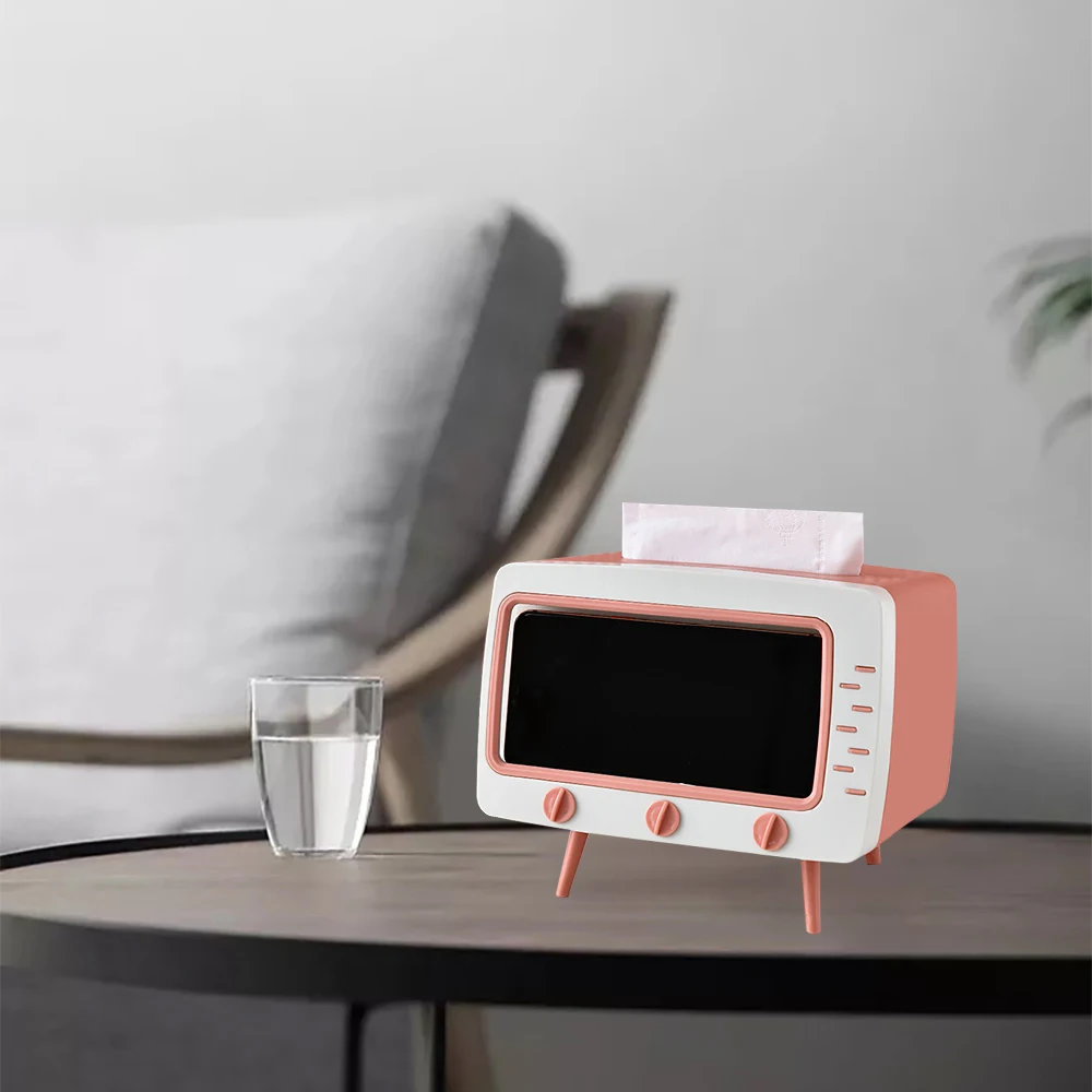 

Pumping Box Multifunctional Desktop TV Tissue Box With Phone Holder Home Bathroom Kitchen Hotel Car Decorations Storage Box
