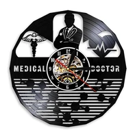 medical doctor hospital cytology art vinyl wall clock registered nurse caduceus logo heartbeat figure nurse office night light