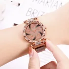 Роскошные женские часы с магнитной стальной сеткой, модные женские часы с бриллиантами, женские часы с браслетом из розового золота со стразами, наручные часы