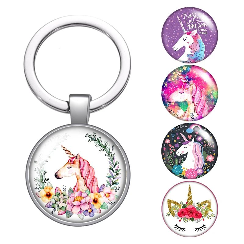 Брелок для ключей в виде единорога мечты надежды стеклянный брелок с кабошоном