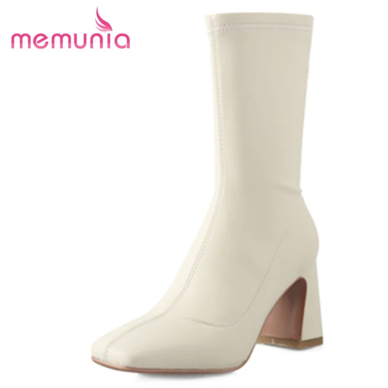 

MEMUNIA 2021 New Arrival Hot Sale Fashion Women Winter Boots Zipper Comfortable Ankle Boots Hand Made With Fur Sexy Modern Shoes