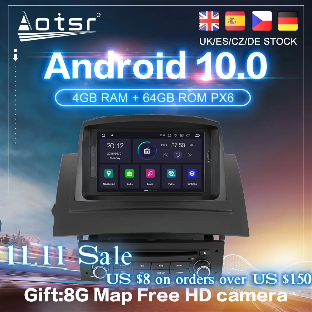 DSP Android10.0 автомобильный DVD плеер GPS навигация для Renault Megane 2 Fluence 2002 2008 SatNav радио