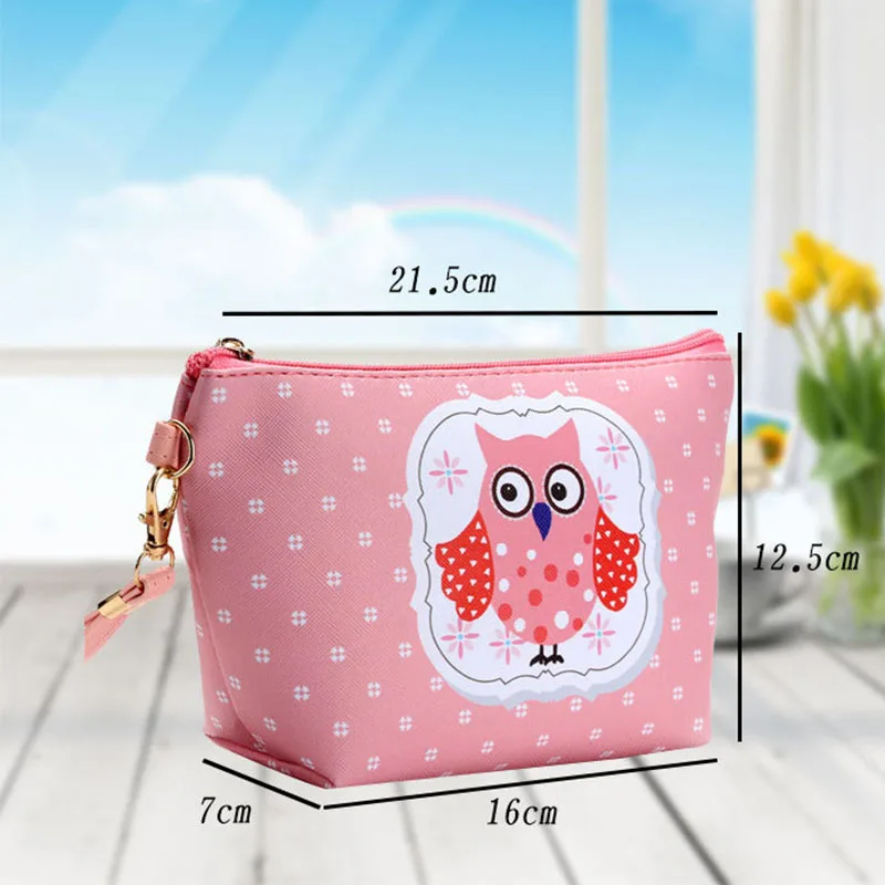 

Cartoon Owl Printing Cosmetic Sailing Storage Bag Zipper Waterproof Female Makeup Lipstick Toiletry Pouch Save Mask Handbags