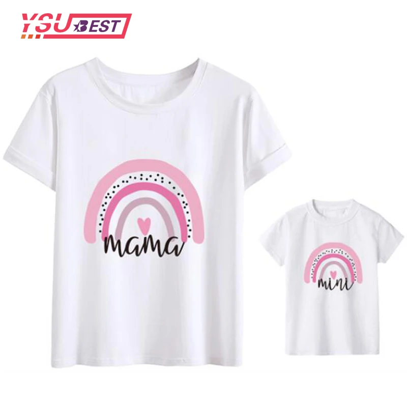 Minicamisas de arco&iacute;ris para mam&aacute; y beb&eacute;, traje de arco&iacute;ris para beb&eacute;, Regalo para mam&aacute;, camisa para mam&aacute; y yo, conjunto familiar con estampado bonito y Neutral-1