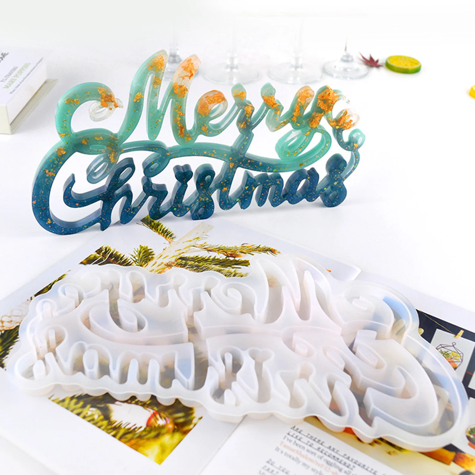 

High Quality Silicone Merry Christmas Decor Casting Mold Resin Epoxy Mould Craft Tool