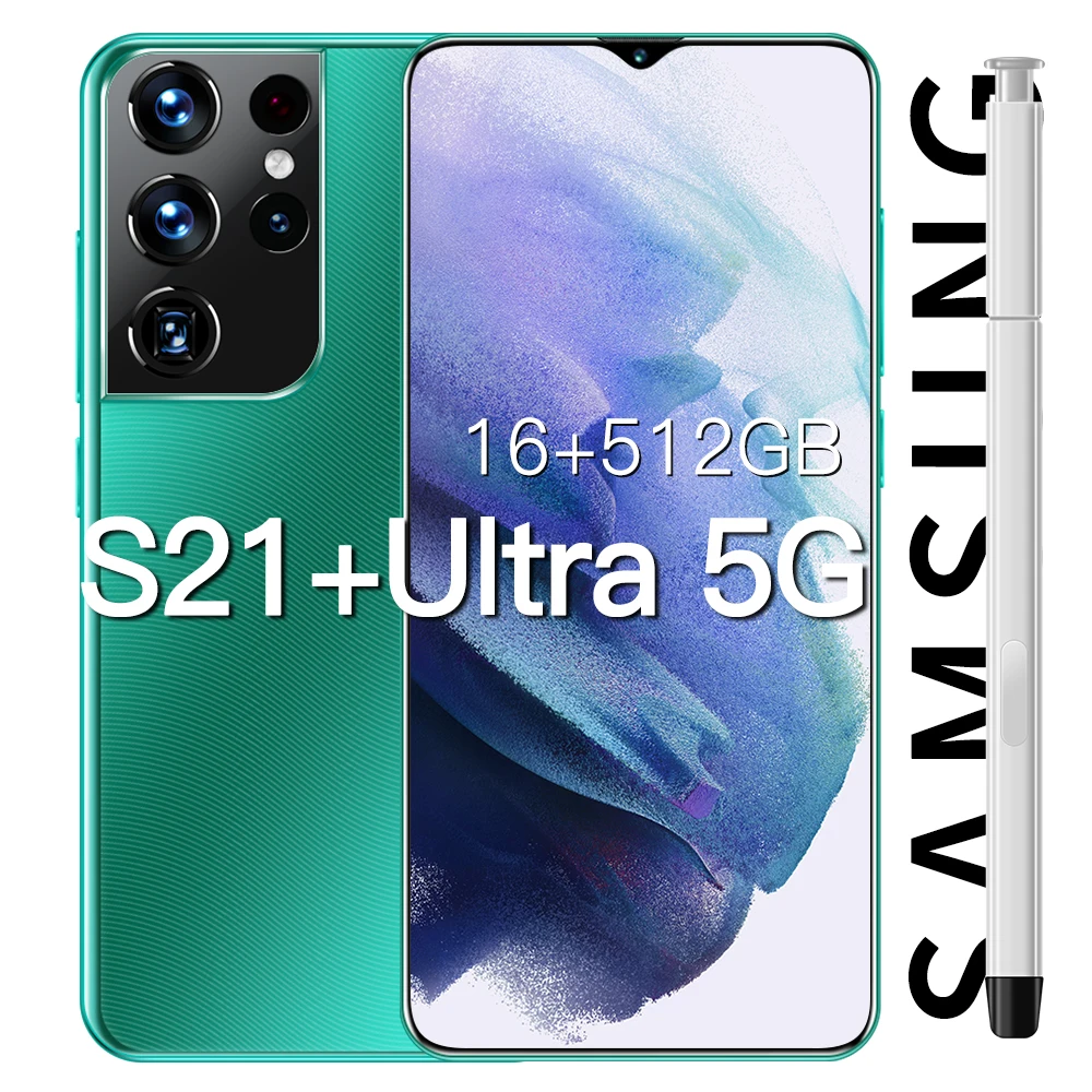 

S21 Ultra Global Version Smartphone 5G 16GB 512GB 32MP 50MP 6.7 Inch 10 Core 6800mAh Snapdragon 888 Face Unlocked Cell Phones