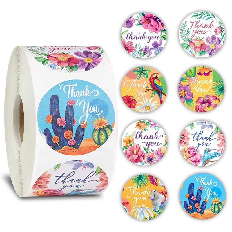 

Pretty 500pcs Round Floral New Styles Thank You Stickers Seal Label for Wedding Favor Party Handmade Envelope Stationery Sticker