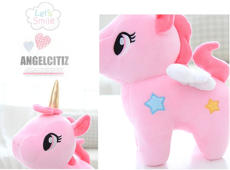 Розовая кавайная плюшевая кукла единорог 20 см мягкая Успокаивающая подушка для