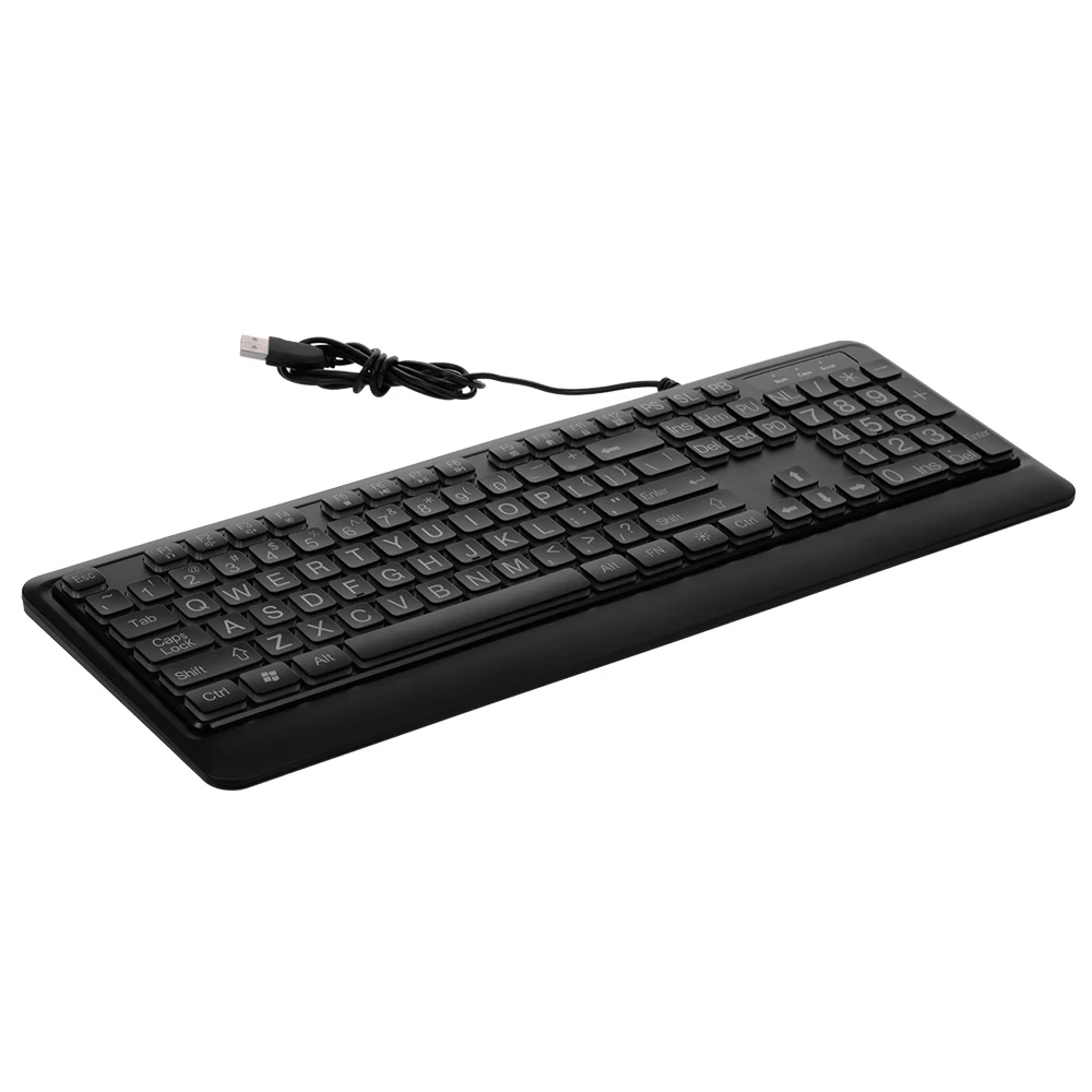 USB Проводная клавиатура с большой печатью белая Бесшумная объемными буквами и