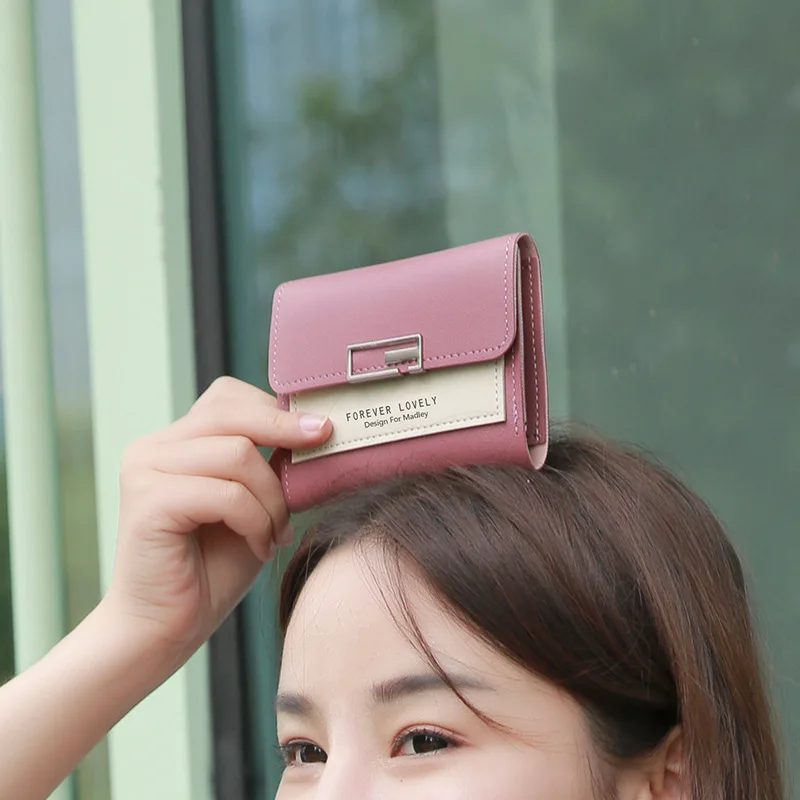 

2021 New small wallet female short section tide folding personality student cute mini fashion wallet coin purse
