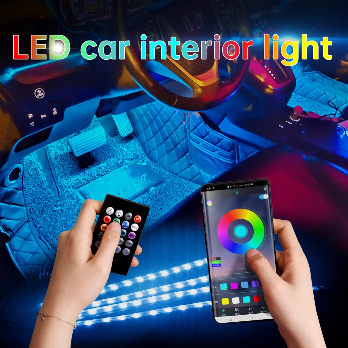 

Led Car Foot Ambient Light With USB Cigarette Lighter Backlight Music Control App RGB Auto Interior Decorative Atmosphere Lights