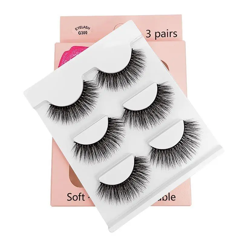 3 Pairs 3D Mink Natural Look Soft Thick False Eyelashes Set Handmade Black Extension Makeup | Красота и здоровье