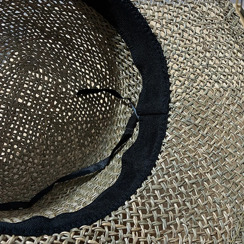 Соломенная шляпа ручной работы с широкими полями модная кепка женские летние