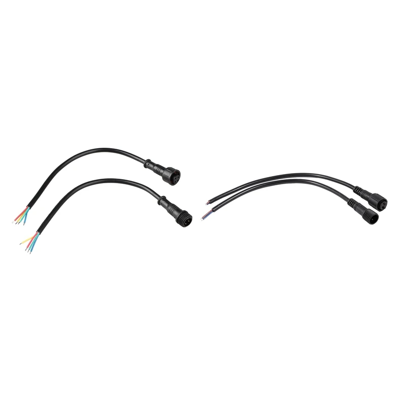 

2 Pairs LED Waterproof Connector Cable Black, 4 Pin & 2 Pin