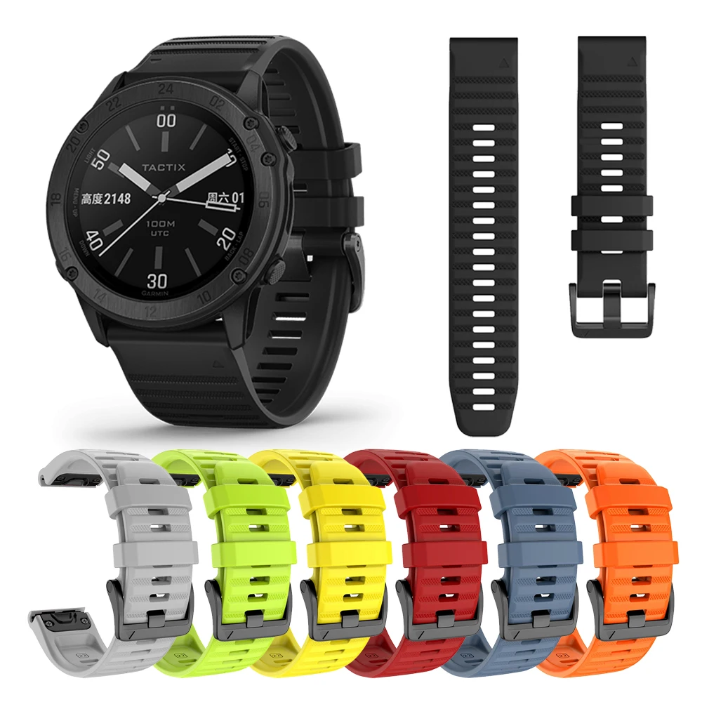 

26mm QuickFit Silicone Band For Garmin Tactix Delta Wrist Strap Correa ремешок Fenix 6X 5X Plus Replace Watch band Accessories
