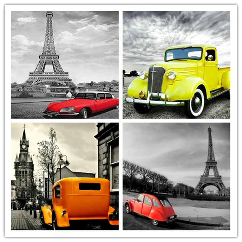 DIY Алмазная картина автомобиль полный Вышивка Полный комплект Эйфелева башня с
