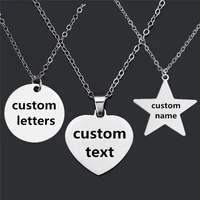 custom text necklace personalized words stainless steel heart star pendant necklace engraved jewelry
