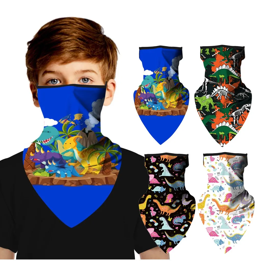 Детская Балаклава Dinasour цветочный аниме Печатный Солнцезащитный УФ-шарф для лица
