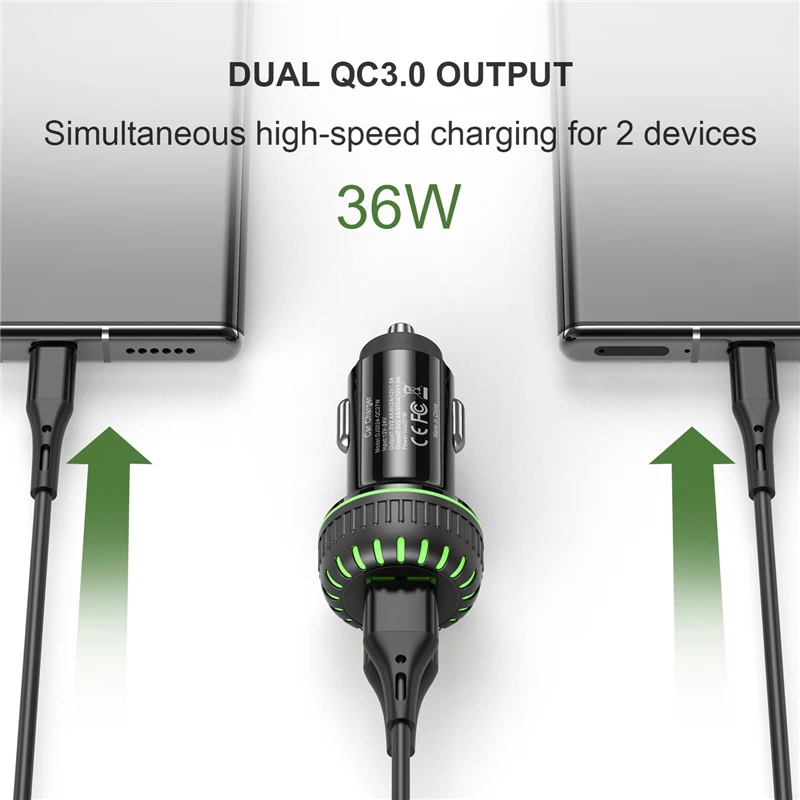 Lovebay 36 Вт автомобильное USB зарядное устройство Quick Charge 3 0 светодиодный светильник