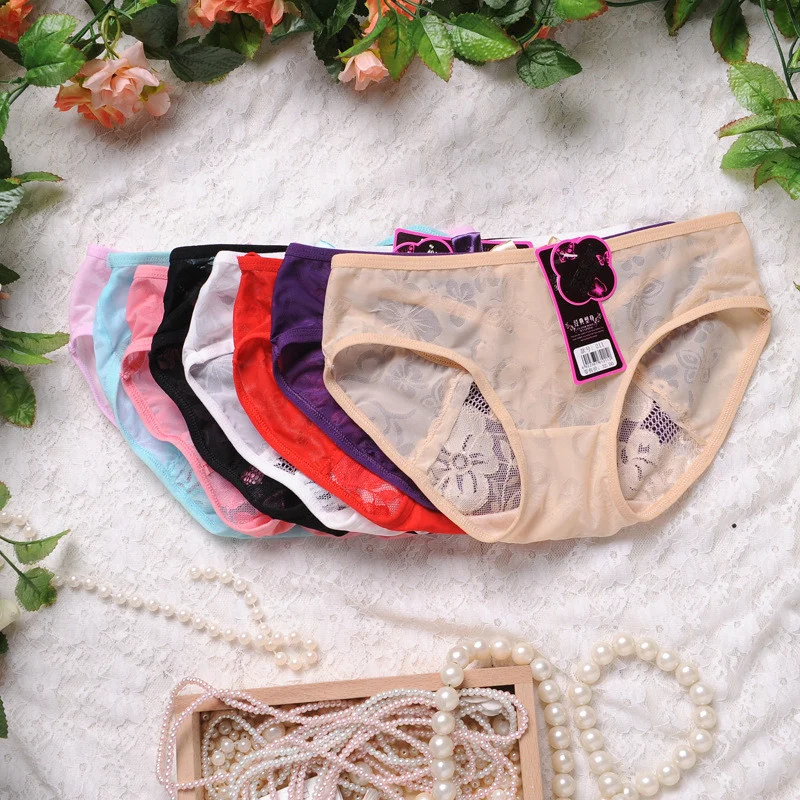 

One Size Womens Lace Panties 3Pcs/Set Ultra-Thin Low-Waist Underwear Hot Sexy Transparent Underpants Sexy Panty Lingerie