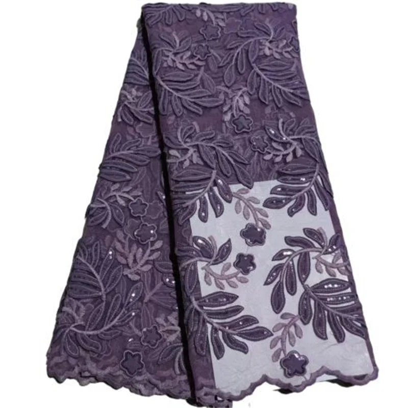 

French Mesh Net Lace African Lace Fabric 2022 Purple High Quality Lace Nigeria Sequins Lace Fabric For Woman Dress Wedding Party