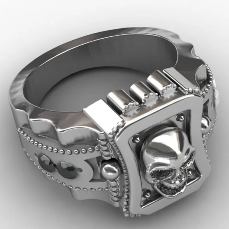 Мужское модное кольцо в стиле стимпанк с локомотивным черепом готическом для