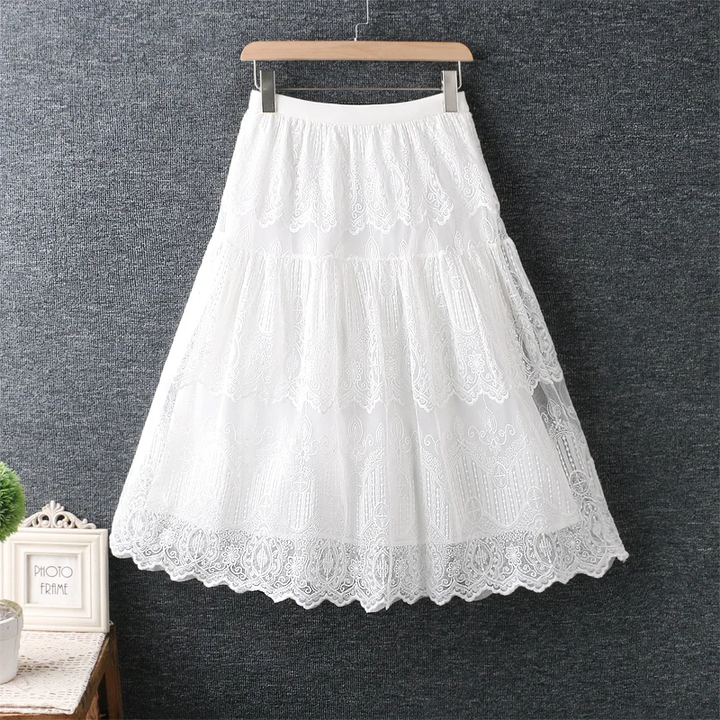 

New Summer Sweet Fairy Skirt Solid Elastic waist Casual Dress