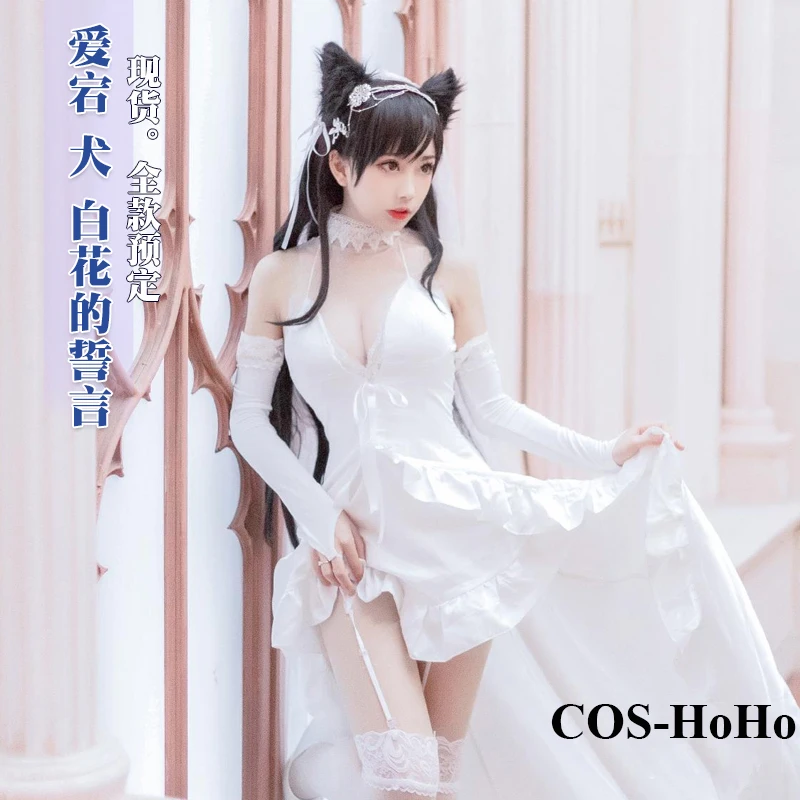 

COS-HoHo Anime Azur Lane Atago Flower Wedding Dress White Flower's Oath Uniform Cosplay Costume Halloween Role Play Outfit Women