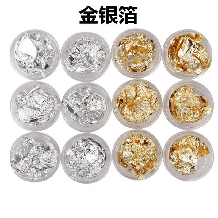 12pcs foil 12 шт ногтей светится в темноте порошковый флуоресцентный пигмент светящийся в темноте порошок для ногтей(фосфоресцирующий пигмент порошок - Цвет: 12pcs foil