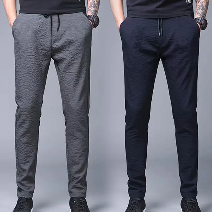 

Брюки SHZQ мужские на шнуровке, повседневные спортивные штаны, тонкие дышащие быстросохнущие, повседневные летние, большие размеры 5xl