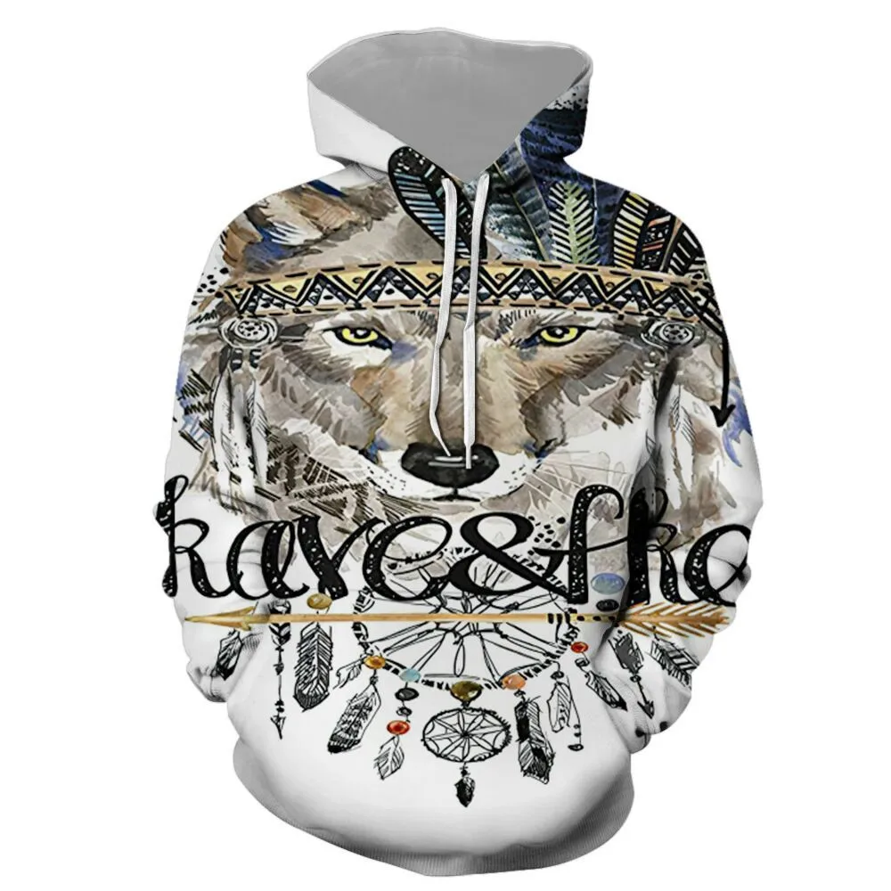 

New wolf head hoodies Men's hoodie autumn Winter hip hop hoody Tops Casual 3D wolf head Hoodie Sweatshirt pullover