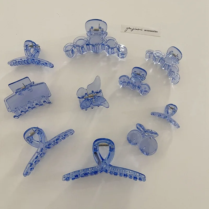 

Blue Hair Claw Women Transparent Crab Clip Geometric Hairpin for Girls Wild Hairgrips Banana Clip Headwear Hair Accessories